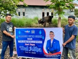 Aksandri Kitong, Anggota DPRD Malut Sumbangkan 1 Ekor Hewan Kurban di Mesjid Istiqlal Gorua Selatan