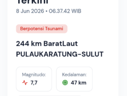 ‎Tsunami Akibat Gempa M 7,7 di Laut Sulawesi Terdeteksi di Ternate dan Sejumlah Wilayah Maluku Utara‎